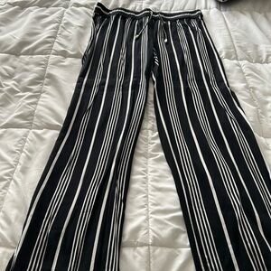 Cynthia Rowley Black and White Striped Pants. Drawstring closure.